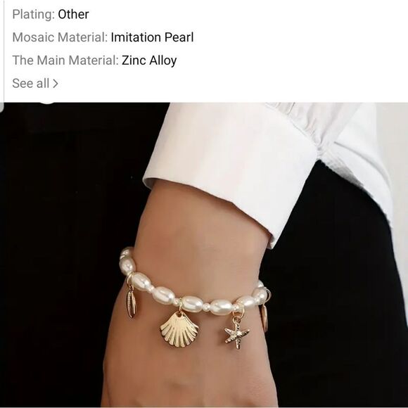 Pearls and charms bracelet gold plated - Picture 6 of 10